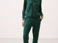 Green Soft Textured Knitted High Collar Oversize Women's Tracksuit Set - 95350