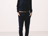 Navy Blue Hooded Zippered Oversize Women's Tracksuit Set - 95328