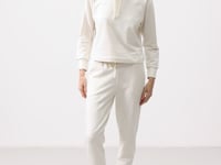 Ecru Hooded Oversize Women's Tracksuit Set - 95336