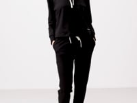 Black Hooded Oversize Women's Tracksuit Set - 95336