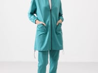 Stand-Up Collar Zippered Comfort Fit Women's Tracksuit Tunic Set - 95345