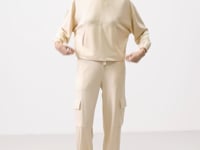 Soft Woven High Collar Hidden Zipper Oversize Women's Tracksuit Set - 95351
