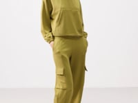 Dark Mustard Soft Textured High Neck Hidden Zipper Oversize Women's Tracksuit Set - 95351