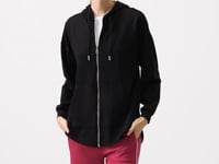 Black Soft Textured Oversize Women's Hooded Tunic Sweatshirt - 97302
