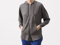 Dark Gray Soft Textured Oversize Women's Tunic Hoodie - 97302