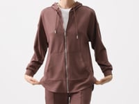 Brown Soft Textured Oversize Women's Hooded Tunic Sweatshirt - 97302