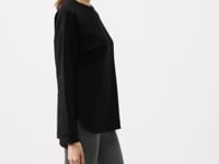 Black Soft Textured O Collar Comfort Fit Women's Tunic Sweatshirt - 97305