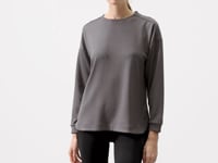 Dark Grey Soft Textured O Collar Comfort Fit Women's Tunic Sweatshirt - 97305