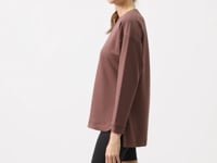 Brown Soft Textured O Collar Comfort Fit Women's Tunic Sweatshirt - 97305