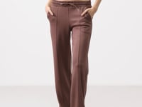 Brown Soft Textured Pocketed Front Seam Detailed Women's Palazzo Trousers - 94670