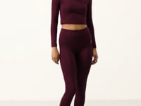 High Waist Long Sleeve Slim Fit Crop Top Women's Tights Set - 95286