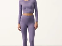 Plato High Waist Long Sleeve Slim Fit Crop Top Women's Tights Set - 95286