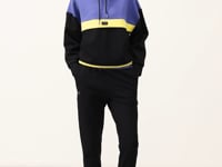 Black Hooded Cotton Color Block Women's Tracksuit Set - 95327