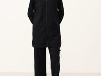 Black High Neck Zippered Cotton Women's Tracksuit Tunic Set - 95346