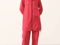Viva Red High Neck Zippered Cotton Women's Tracksuit Tunic Set - 95346