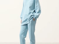 Light Blue O Collar Basic Oversize Women's Tracksuit Tunic Set - 95347