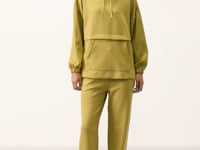 Dark Mustard Soft Textured Hooded Oversize Women's Tracksuit Tunic Set - 95348