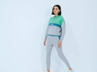Stone Hooded Cotton Color Block Women's Tracksuit Set - 95327