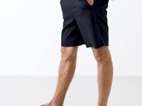 Navy Standard Fit Weaving Lightweight Flexible Chino Shorts - 81289