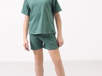Light green cotton soft woven standard fit basic girls shorts set - 75184