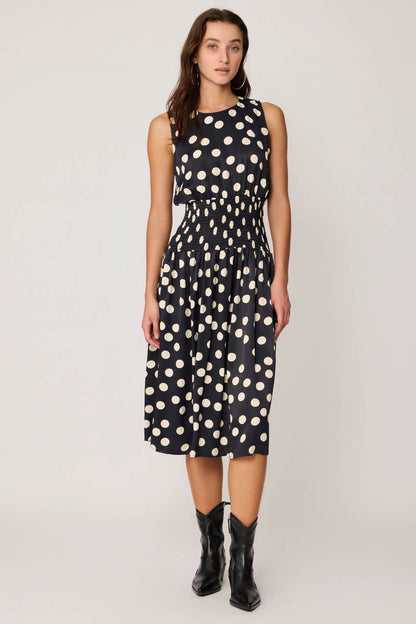 COILED DRESS WITH POLKA DOT