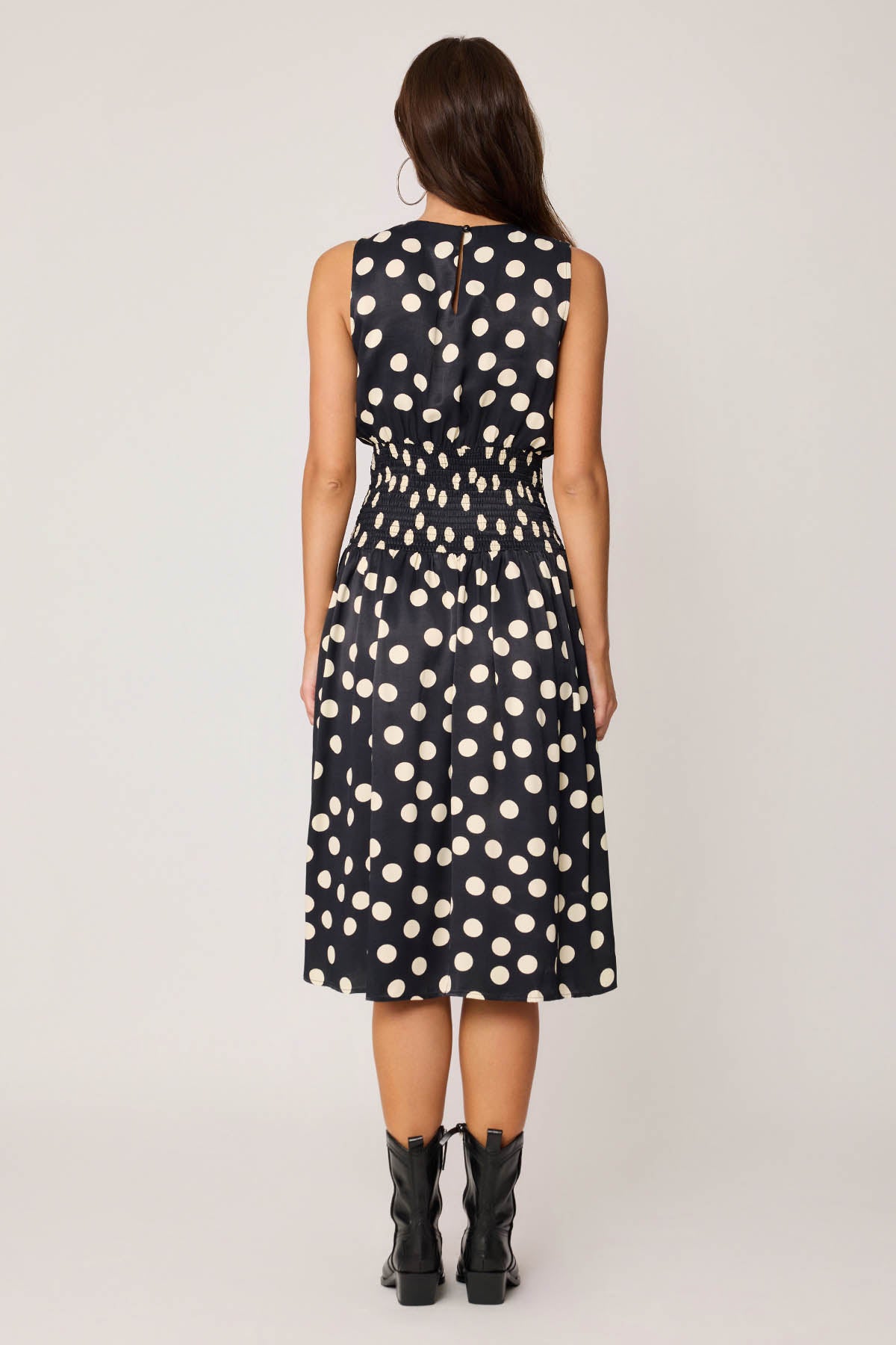 COILED DRESS WITH POLKA DOT