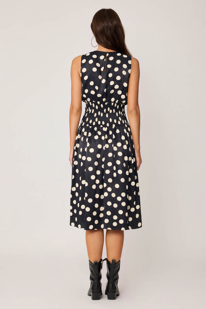 COILED DRESS WITH POLKA DOT