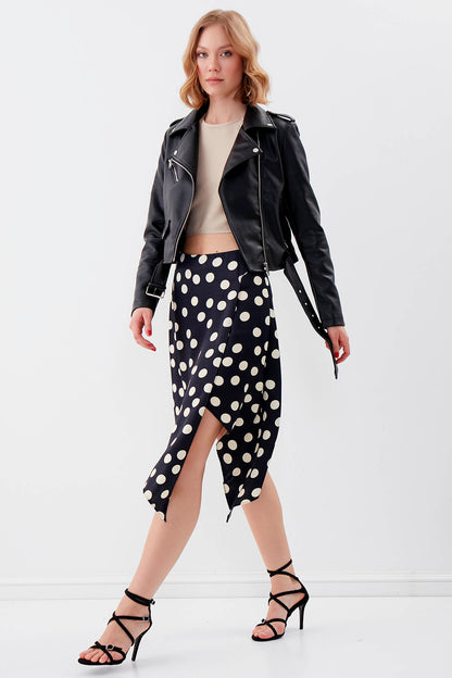DOT PATTERN SATIN SKIRT