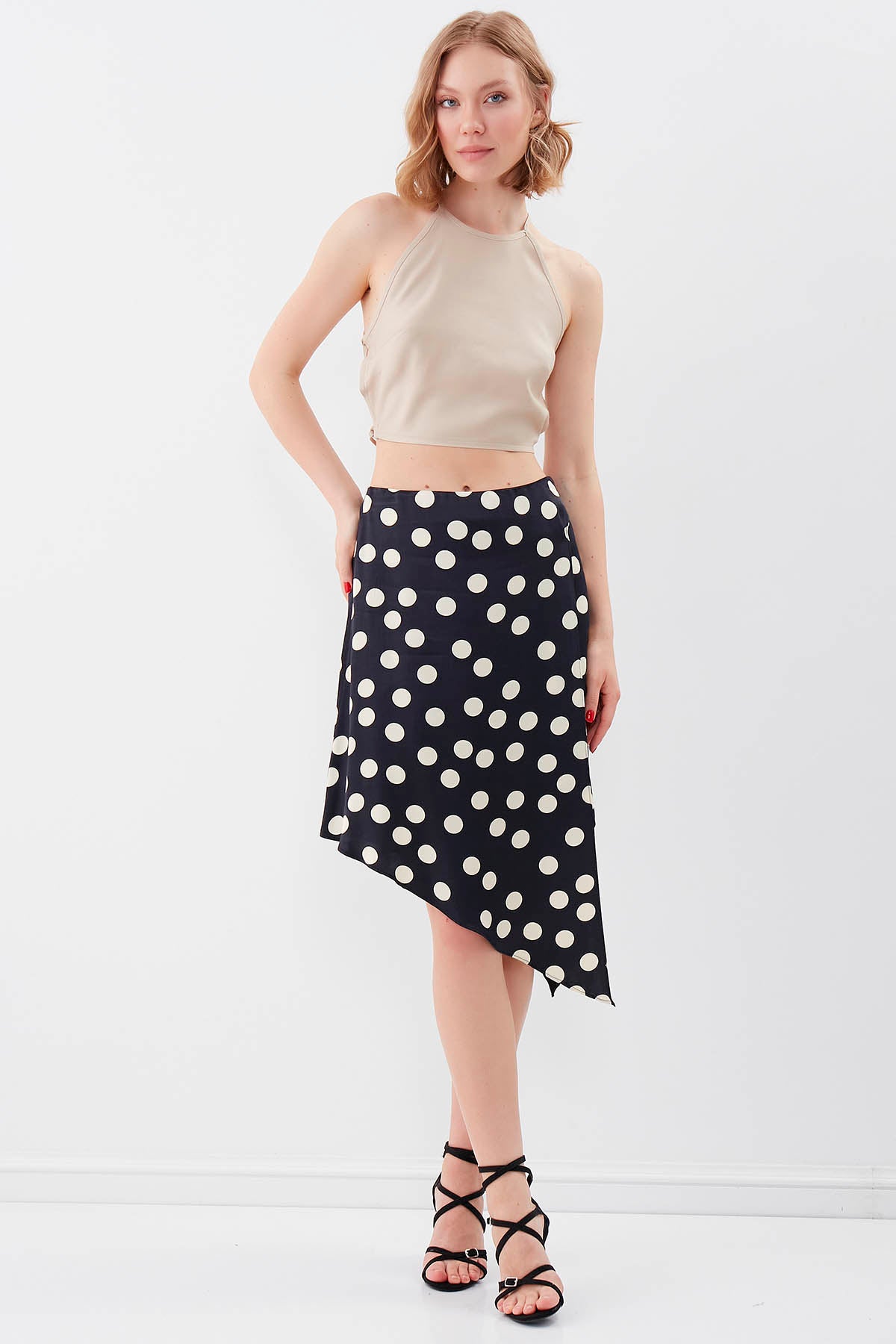 DOT PATTERN SATIN SKIRT
