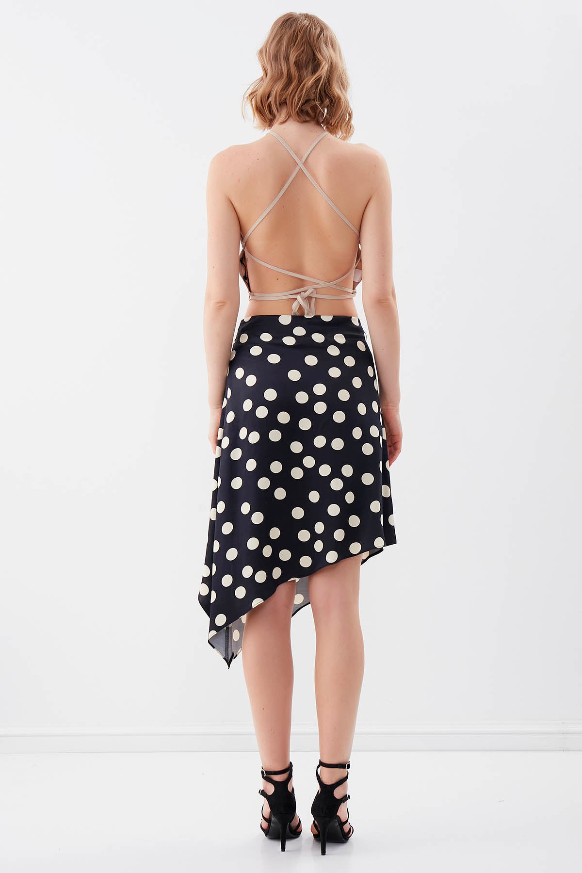 DOT PATTERN SATIN SKIRT