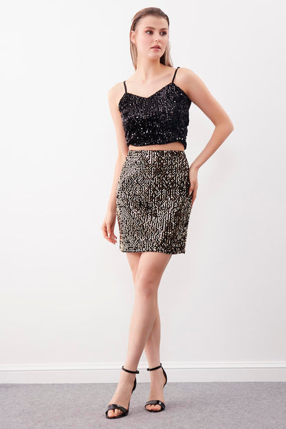 SEQUINED MINI-SKIRT