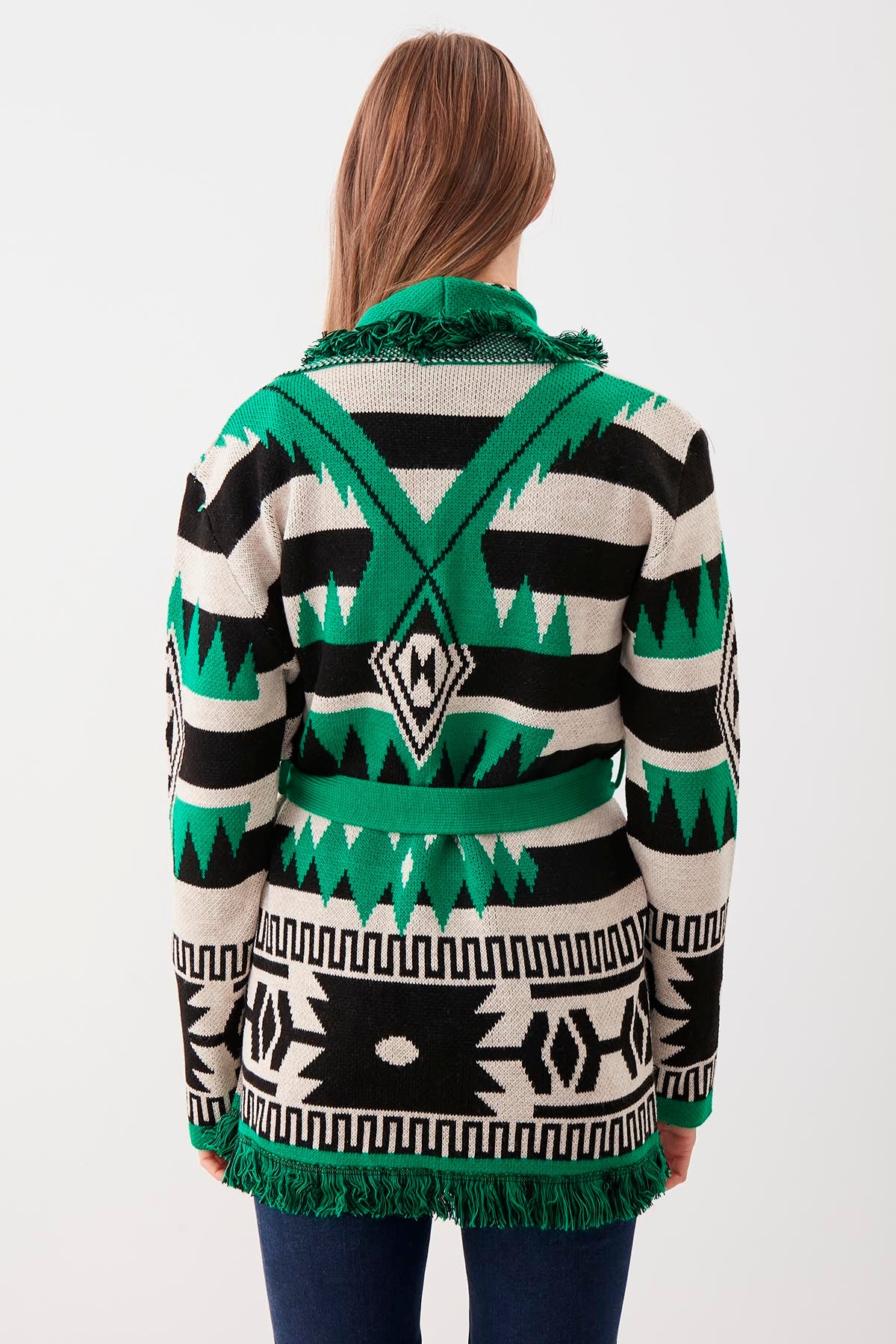 TASSEL PATTERN KNITTED CARDIGAN