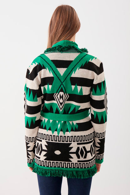 TASSEL PATTERN KNITTED CARDIGAN