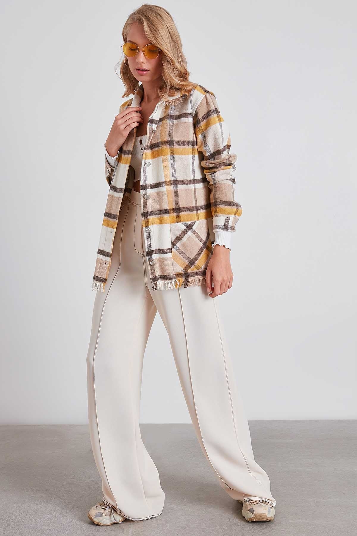 TASSEL LUMBERJACK SHIRT
