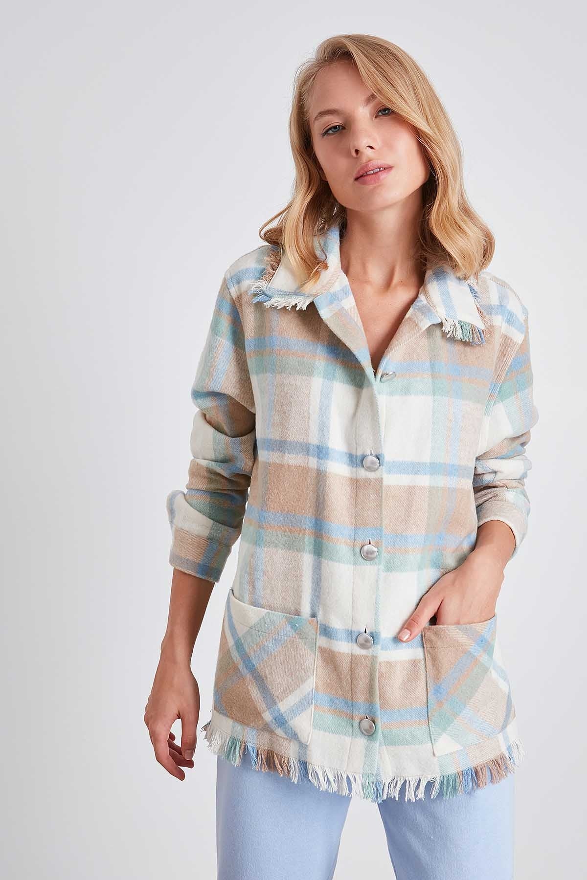 TASSEL LUMBERJACK SHIRT