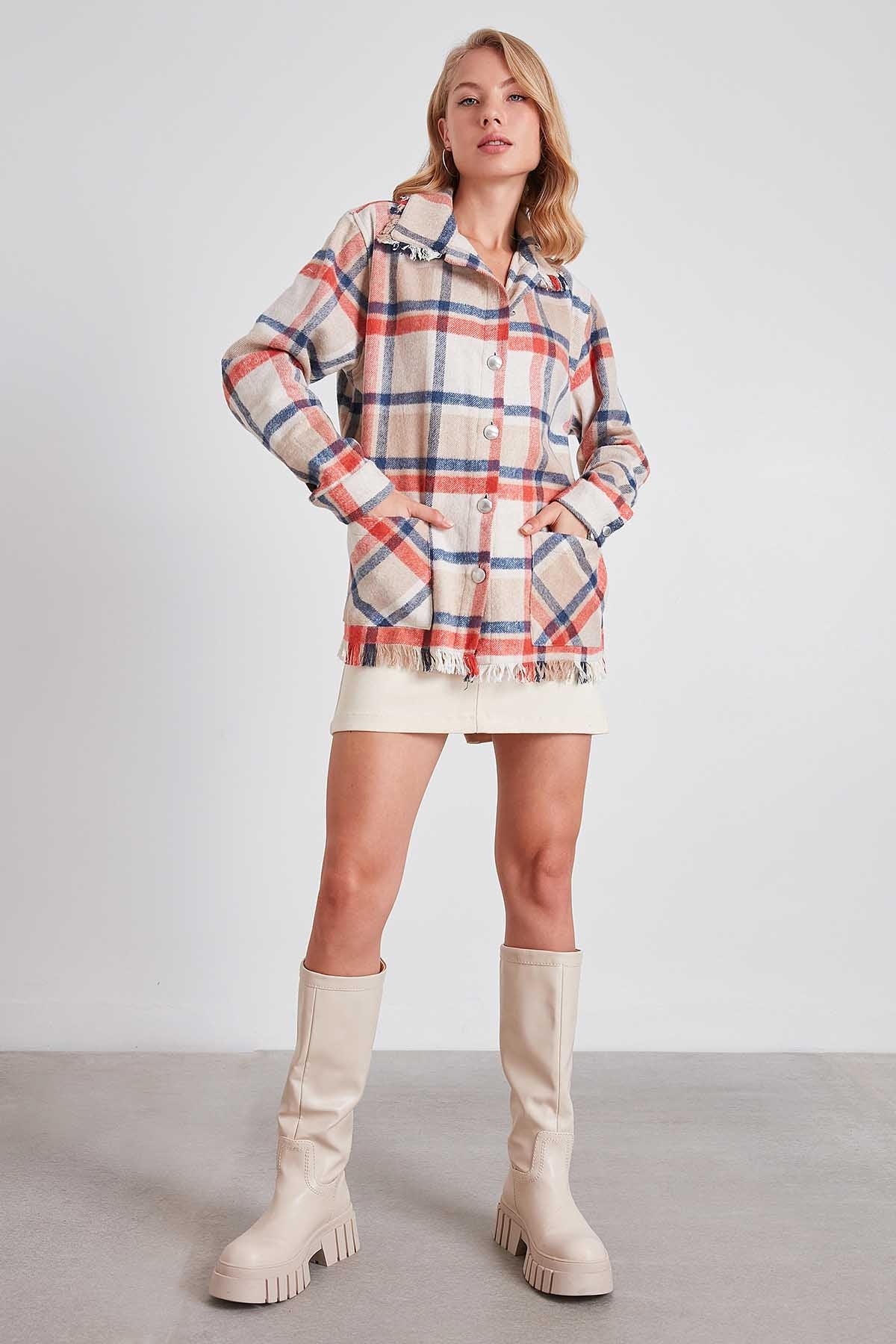TASSEL LUMBERJACK SHIRT