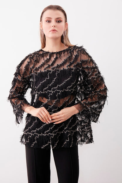 BLACK TRANSPLANT BLOUSE