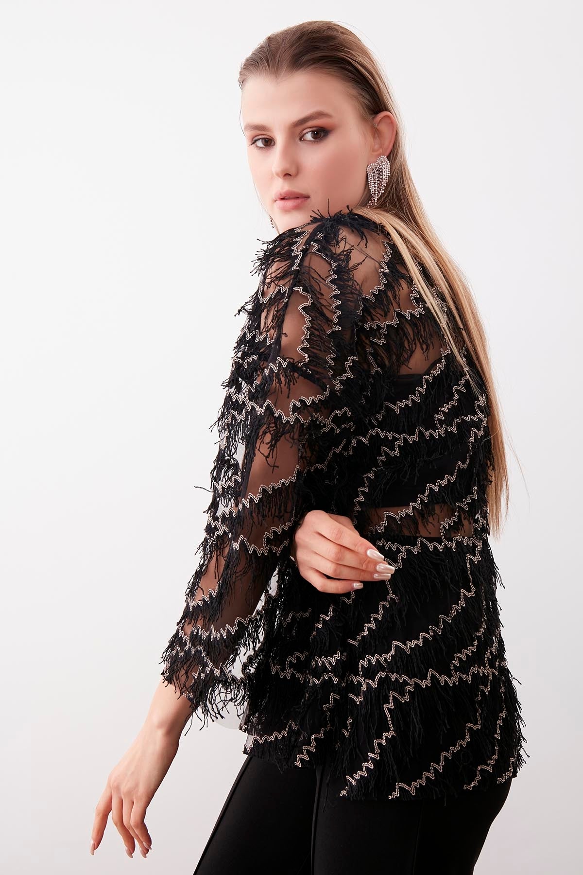 BLACK TRANSPLANT BLOUSE