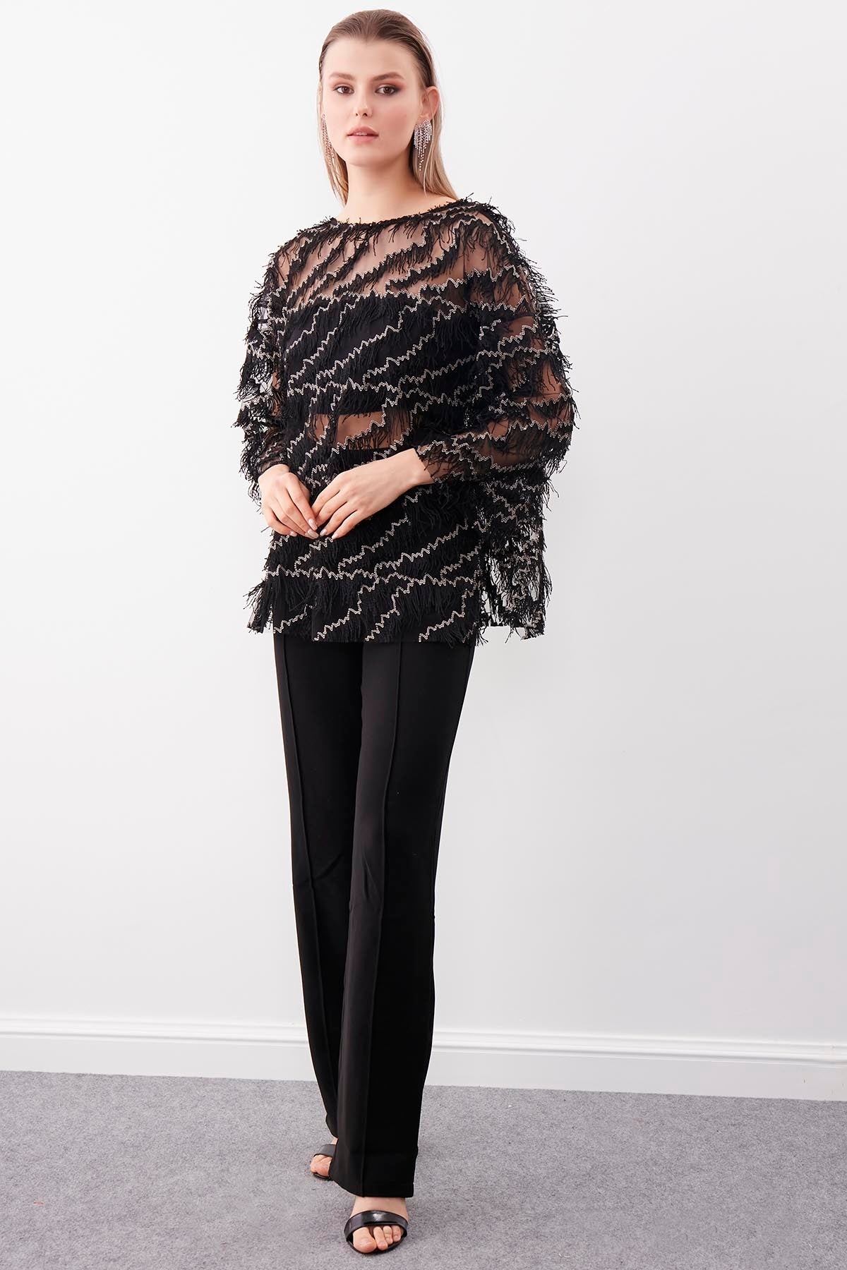 BLACK TRANSPLANT BLOUSE