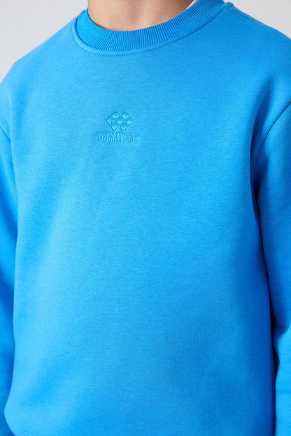Cotton Thick Fleece-Lined Soft Textured Standard Fit Embroidered Boys' Sweatshirt - 11232