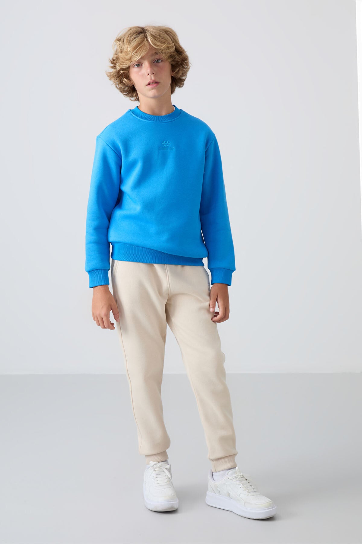 Cotton Thick Fleece-Lined Soft Textured Standard Fit Embroidered Boys' Sweatshirt - 11232