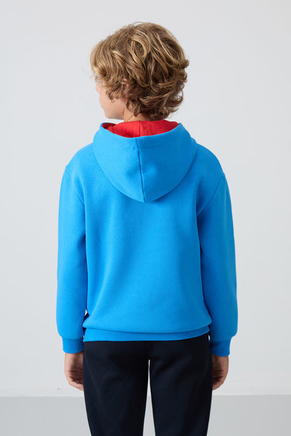 Cotton Thick Fleece-Lined Soft Textured Standard Fit Printed Boys' Sweatshirt - 11239