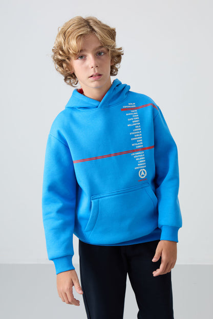 Cotton Thick Fleece-Lined Soft Textured Standard Fit Printed Boys' Sweatshirt - 11239