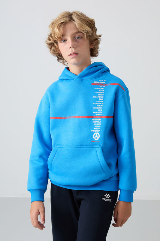 Cotton Thick Fleece-Lined Soft Textured Standard Fit Printed Boys' Sweatshirt - 11239