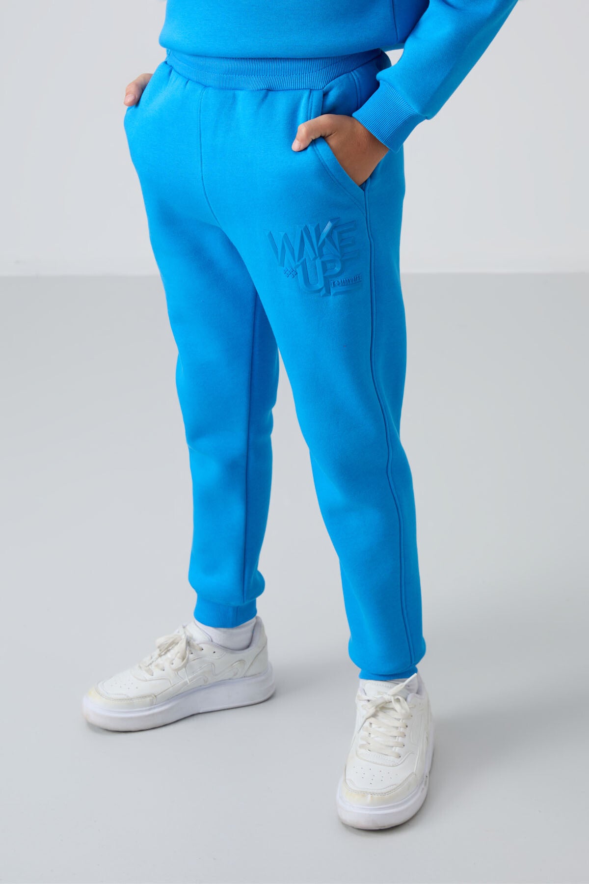 Cotton Thick Inner Fleece Soft Textured Standard Fit Printed Boys' Tracksuit Set - 11253