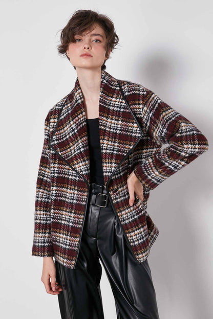 SAL COLLAR PLAID SHORT JACKET