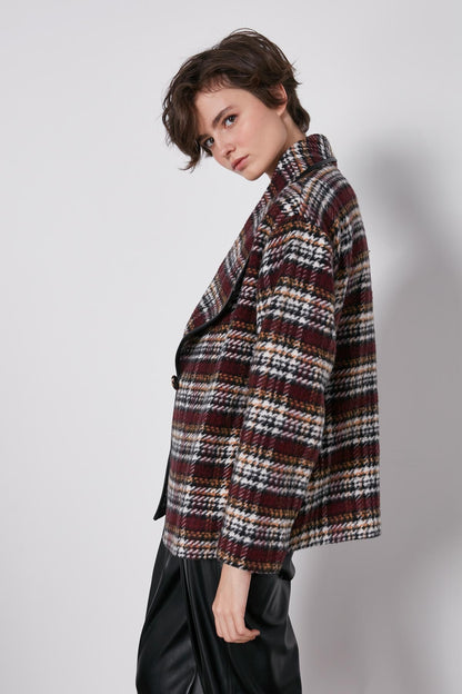 SAL COLLAR PLAID SHORT JACKET