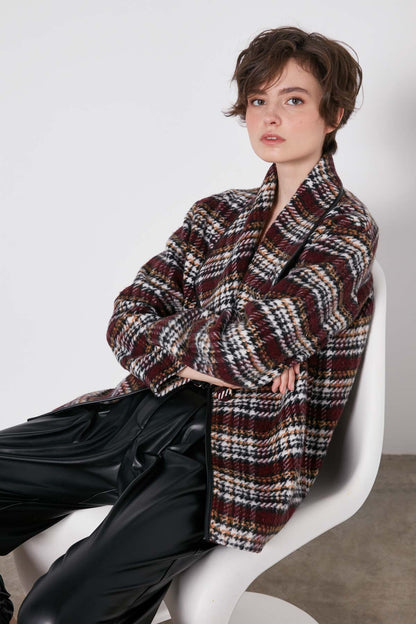 SAL COLLAR PLAID SHORT JACKET