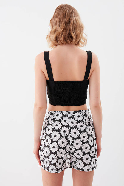PSORIASIS-BUTTONED BACK COILED CROP BLOUSE