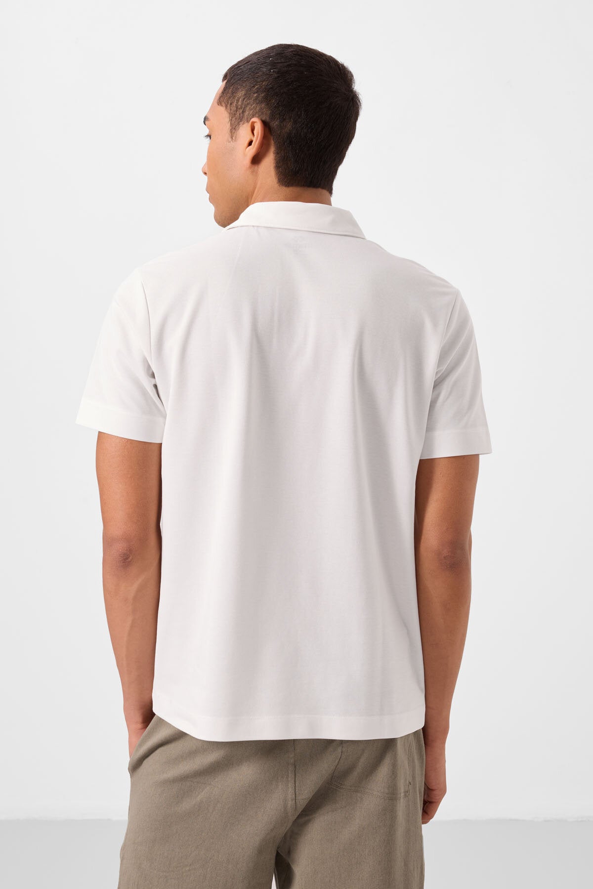 Standard Fit Basic Polo Collar Pack of 3 Black and white and Navy Men's T-Shirt 87748